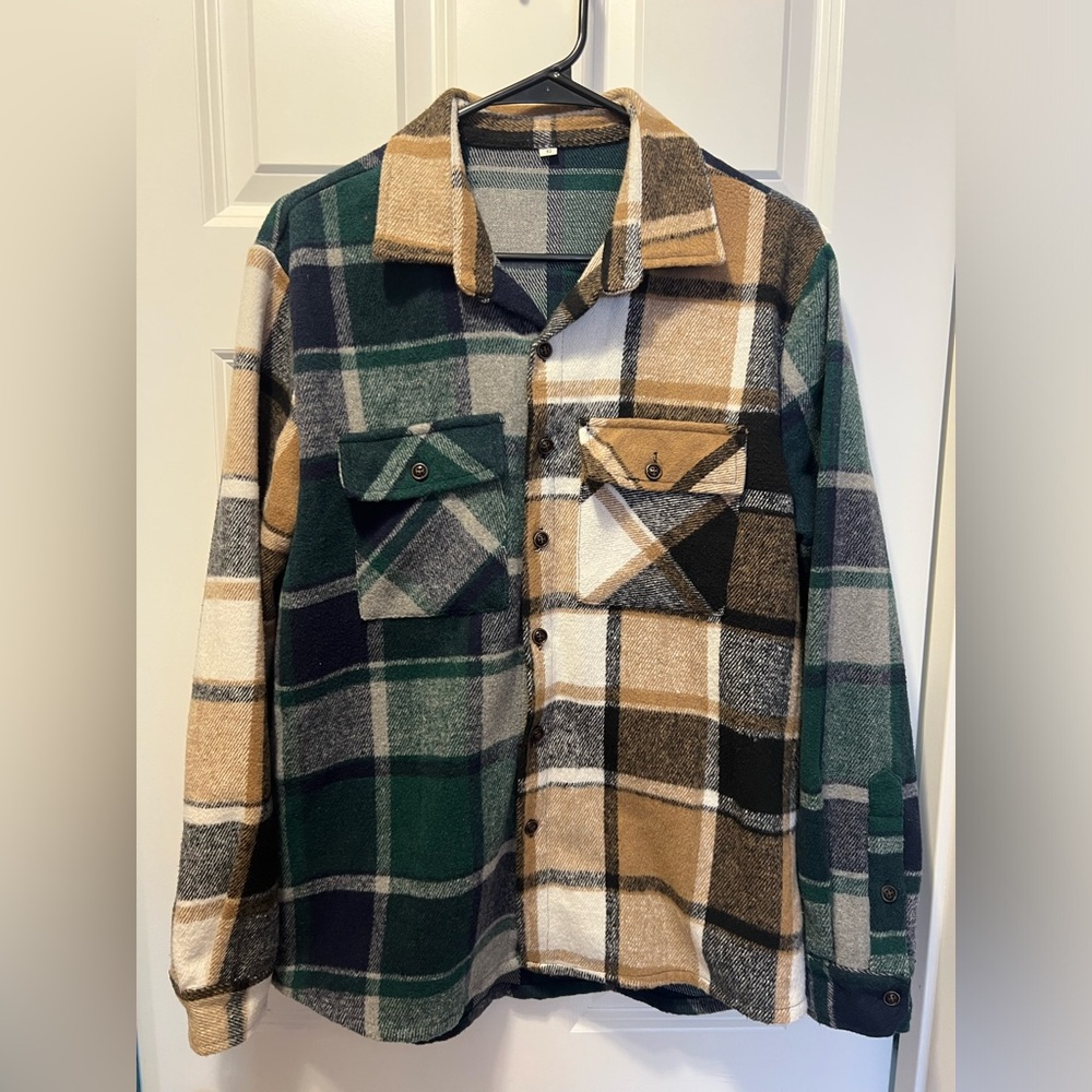 SHEIN Men’s Flannel Shacket, Small